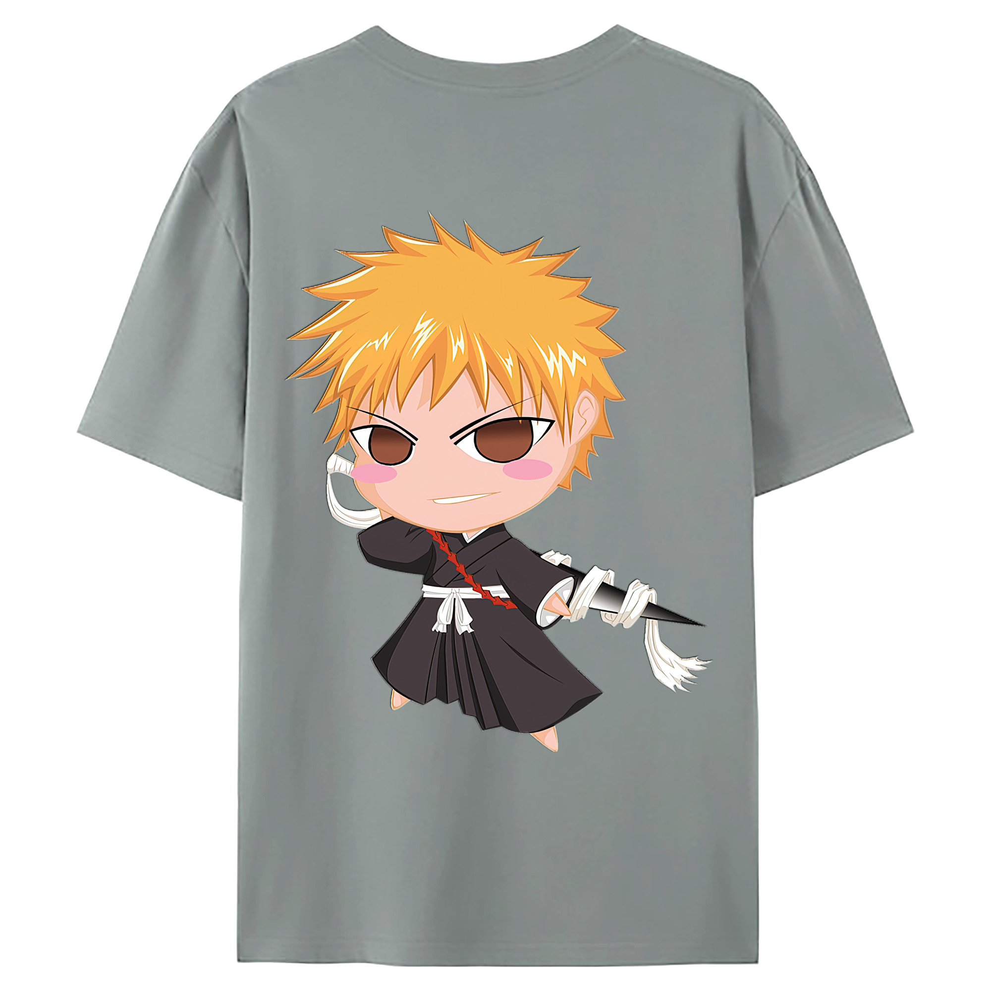 （画像用） ブリーチ 黒崎一護（くろさき いちご）BLEACH Kurosaki Ichigo 綿100％ メンズ半袖Tシャツ（バックプリント） 通気性
